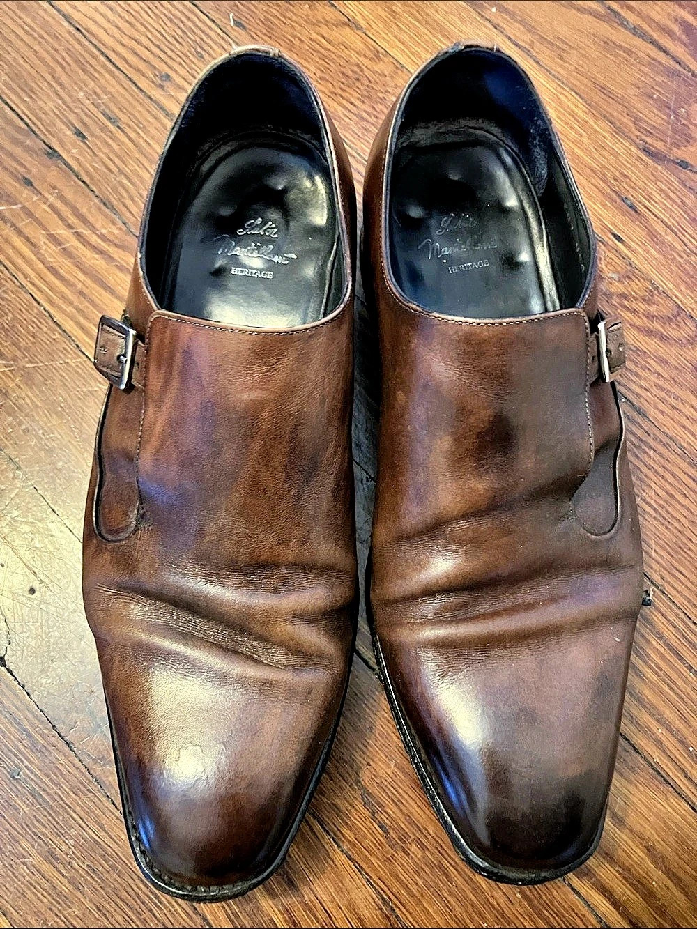 SUTOR MANTELLASSI BROWN LEATHER BUCKLE SHOES EU7 US8